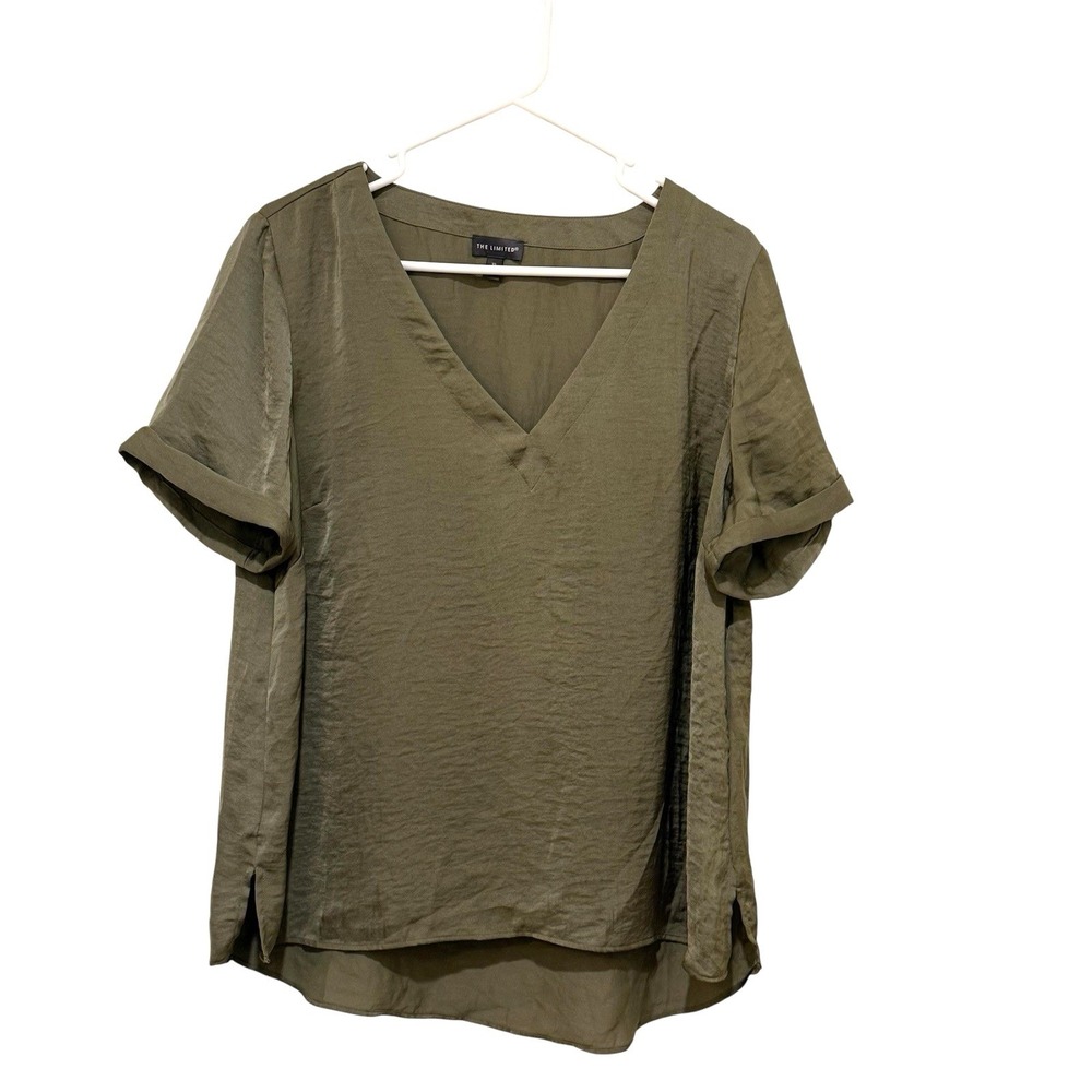 Women's V Neck Top XL Olive Old Money Capsule Chic